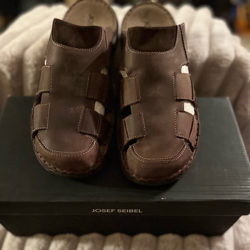 JOSEF SEINEL MENS SANDALS, BROWN, SIZE 46/ US 13, NEW IN BOX